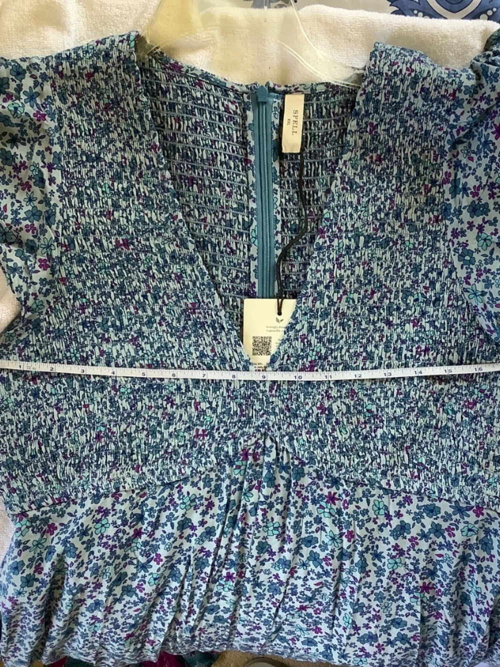 SPELL Love Jetty Shirred Jumpsuit Blue Nirvana SZ XXL - Picture 14 of 16